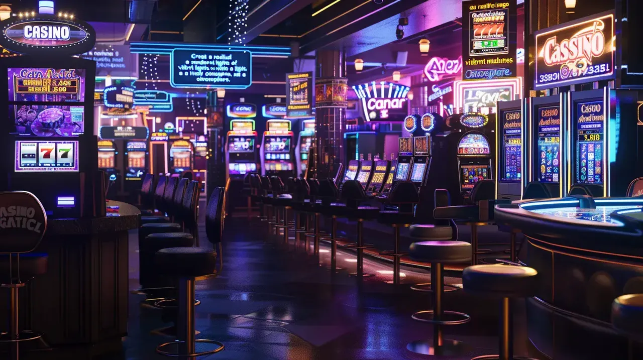 Sala de casino moderna con ambiente premium